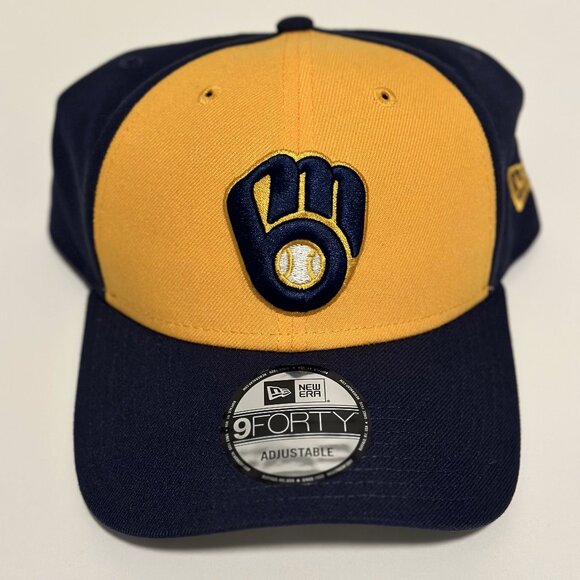 Milwaukee Brewers New Era Player Replica 9FORTY Adjustable Hat - Gold/Navy - Picture 1 of 6